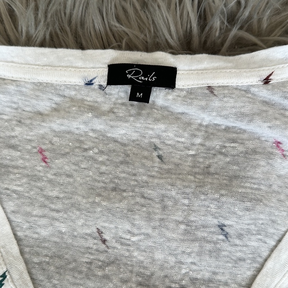 Rails Cara Rainbow Lightning Bolts V-Neck Linen B… - image 2